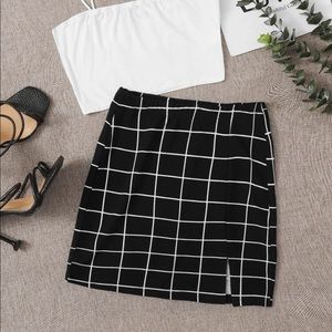Spit hem grid skirt
